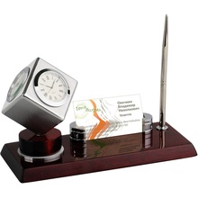 Настольный прибор «фолкнер»: часы, термометр, гигрометр, ручка, подставка под визитки Увеличить...
