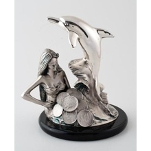 Статуэтка 'Богиня удачи с дельфином', посеребрение матовое Увеличить...