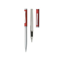 Набор 'Кеннеди': ручка шариковая, ручка роллер в футляре, серебристый/красный Увеличить...