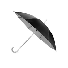 Зонт-трость полуавтоматический с алюминиевой ручкой, черный снаружи, серебристый внутри Увеличить...